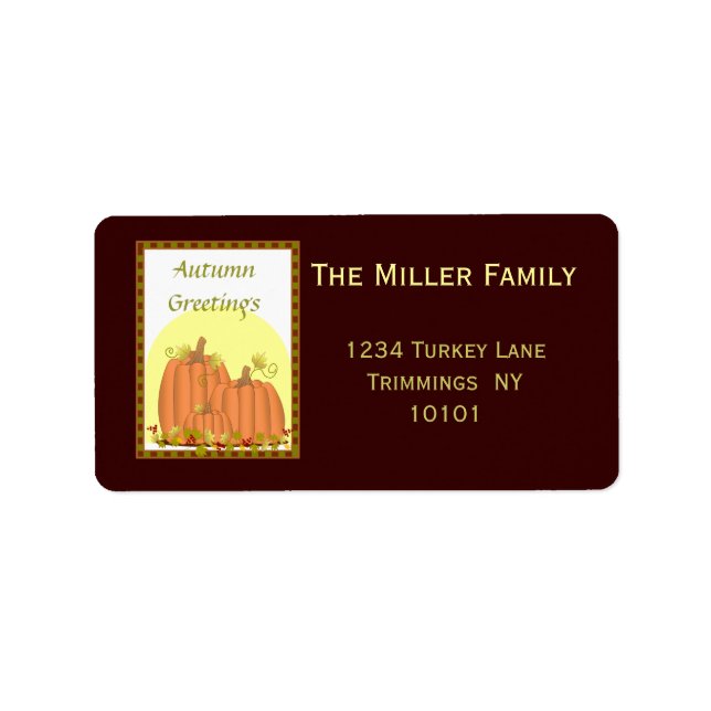 Pumpkin Harvest Address Label (Front)