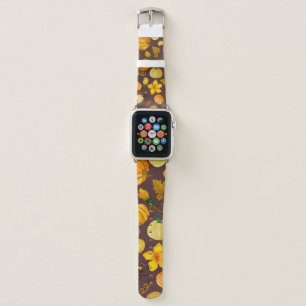 Pumpkin Harvest Autumn Watercolor Pattern Apple Watch Band