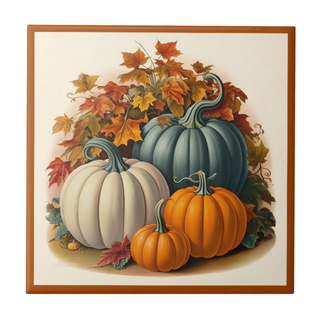 Pumpkin Harvest Ceramic Tile (Front)