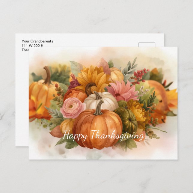 Pumpkin Harvest Fall Colors  Holiday Postcard (Front/Back)