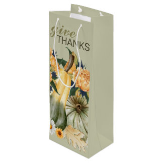 Pumpkin Harvest Floral Fusion Wine Gift Bag