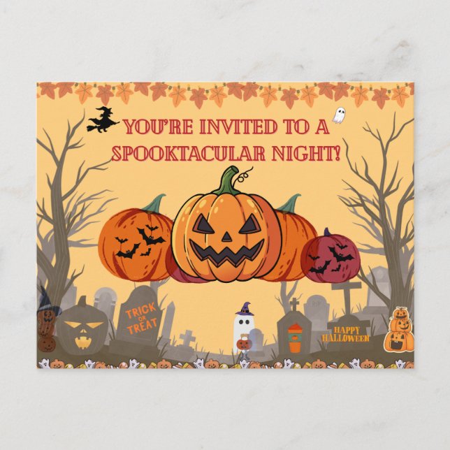 Pumpkin Harvest Halloween Party Invitation | Autum (Front)