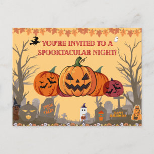 Pumpkin Harvest Halloween Party Invitation Autum Postcard