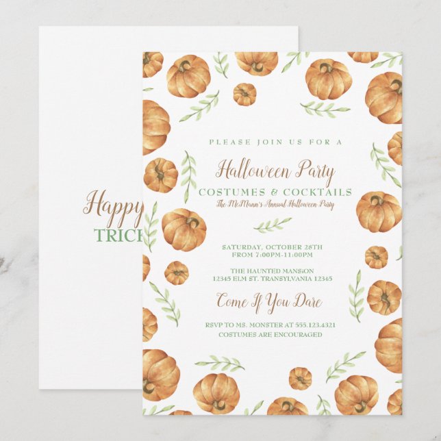 Pumpkin, Harvest Invitation (Front/Back)