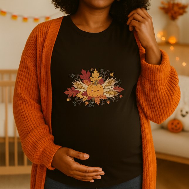 Pumpkin Harvest Maternity Halloween Fall Bump T-Shirt (Creator Uploaded)