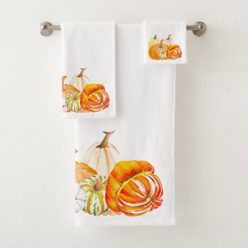 Pumpkin Harvest on a Bathroom Towel Set