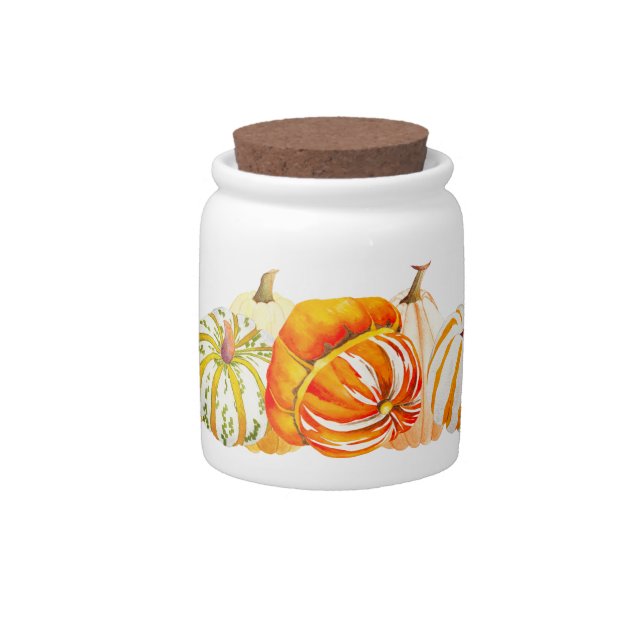 Pumpkin Harvest on a Candy Jar (Front)
