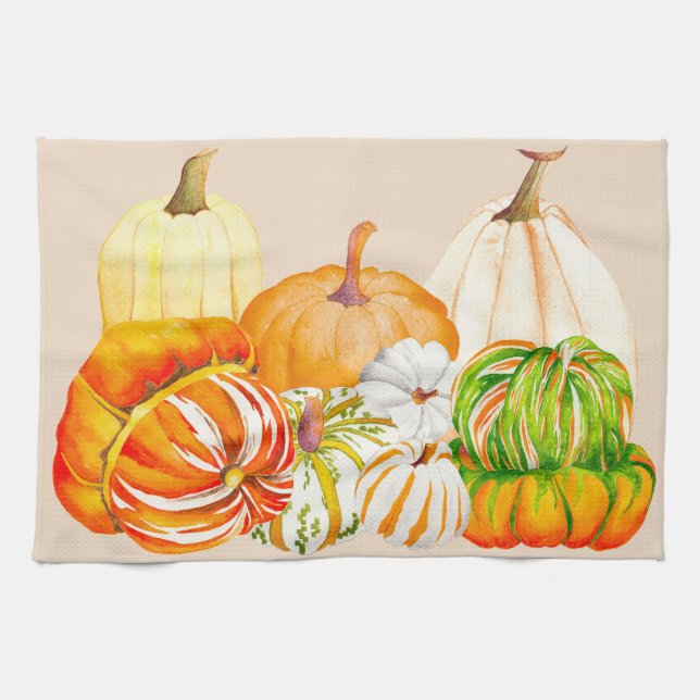 Pumpkin Harvest on a Kitchen Towel (Horizontal)