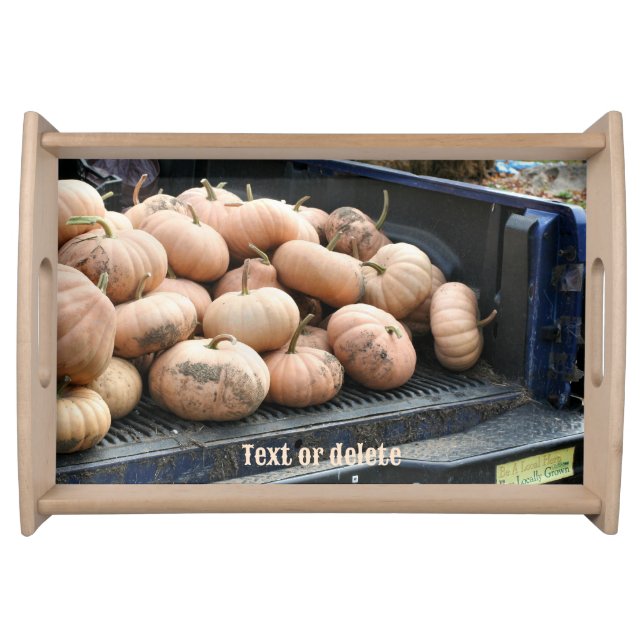 Pumpkin Harvest On Pickup Truck Fall Personalized Serving Tray (Front)