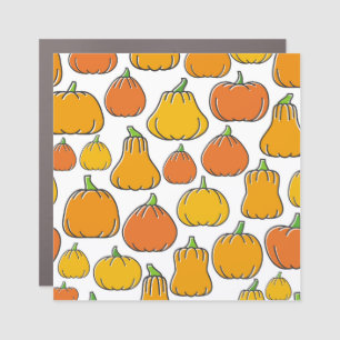 Pumpkin harvest, seasonal vegetable pattern. car magnet