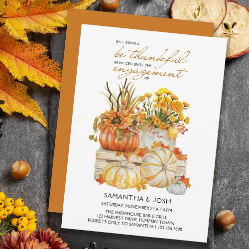 Pumpkin Harvest Thanksgiving Engagement Party Invitation