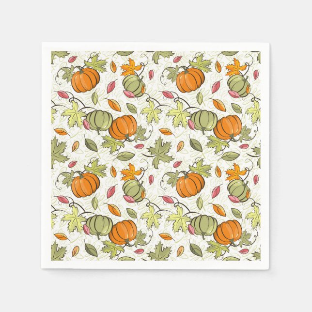 Pumpkin Harvest Thanksgiving Napkins (Front)