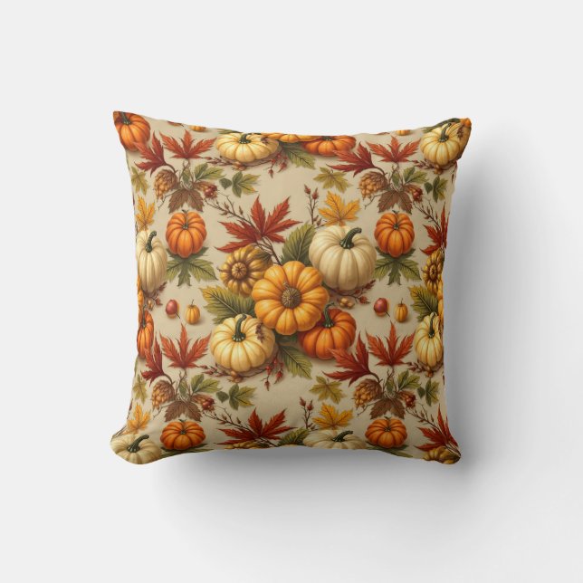 Pumpkin Harvest Throw Pillow (Front)