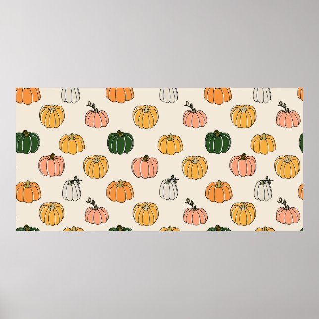 Pumpkin Harvest vintage Seamless Pattern Poster (Front)