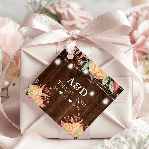 Wedding Favor Tags 18 Pumpkin Harvest Watercolor Autumn Light Thank You Favor Tags