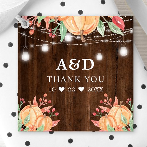 Pumpkin Harvest Watercolor Autumn Light Thank You Favor Tags