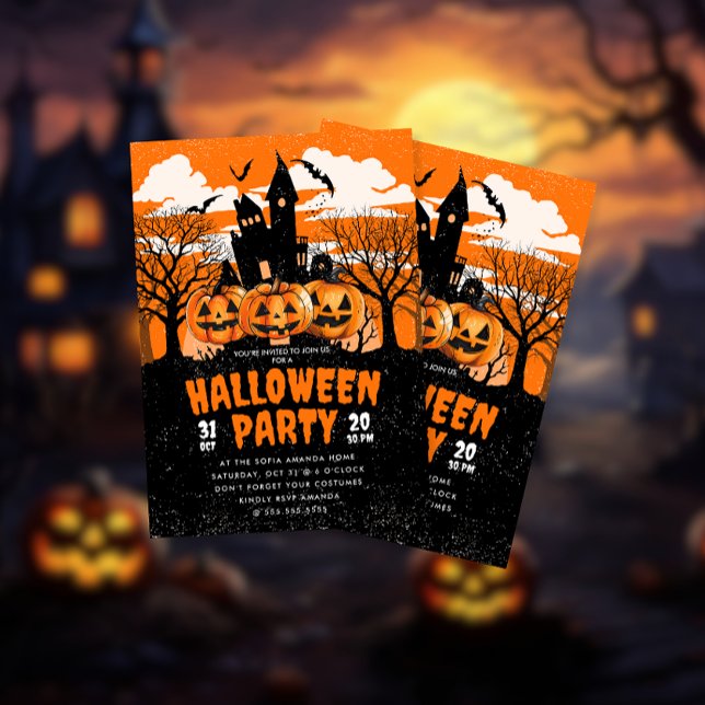 Pumpkin Haunted House Halloween Party Invitation (Creator Uploaded)