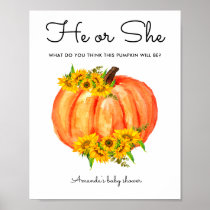 Pumpkin He or She Gender Reveal Poster