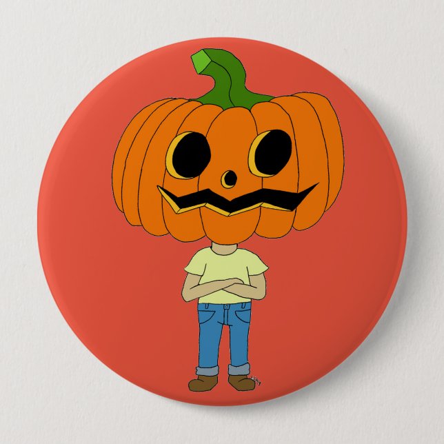 pumpkin head chibi boy  button (Front)