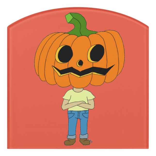 pumpkin head chibi boy     door sign (Contour Front)