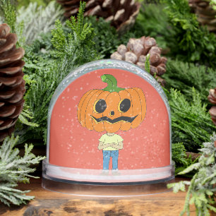 pumpkin head chibi boy      snow globe
