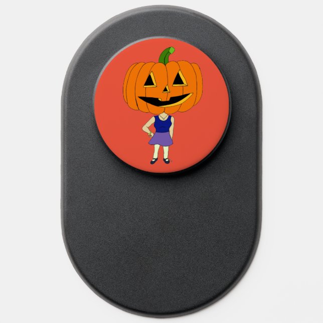 pumpkin head chibi girl button PopSocket (Popsocket)