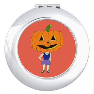 pumpkin head chibi girl      compact mirror