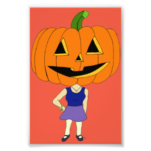 pumpkin head chibi girl photo print