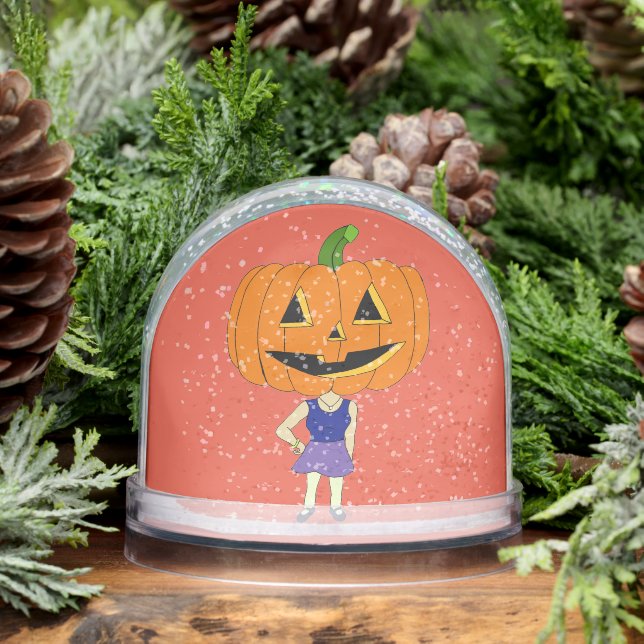 pumpkin head chibi girl       snow globe (Winter)