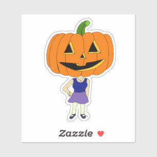 pumpkin head chibi girl    sticker