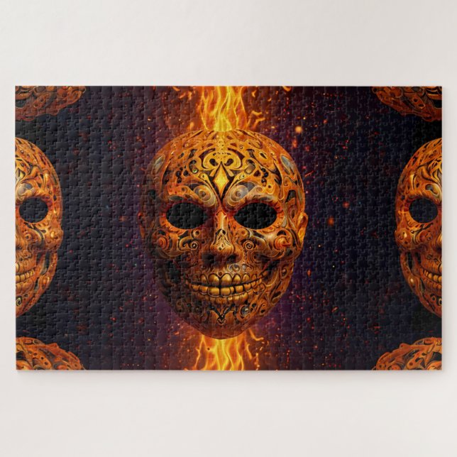 Pumpkin Head Face-masks Jigsaw Puzzle (Horizontal)