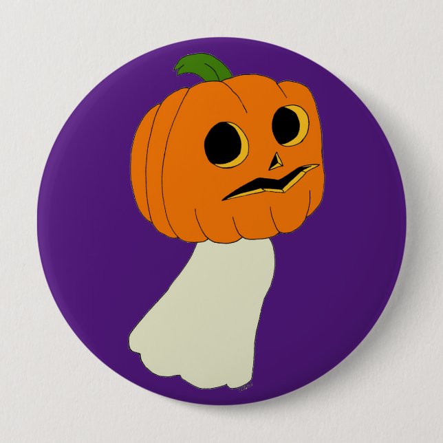Pumpkin head ghost button (Front)