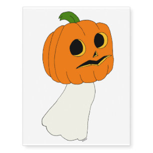 Pumpkin head ghost temporary tattoos
