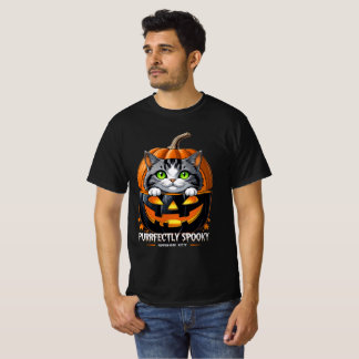 Pumpkin Head Kitty Purrfectly Spooky Halloween at T-Shirt