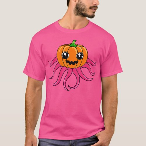 Pumpkin Head Octopus Costume Cute Easy Animal Hall T_Shirt