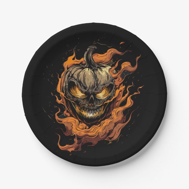 Pumpkin Head Paper Plates (Front)