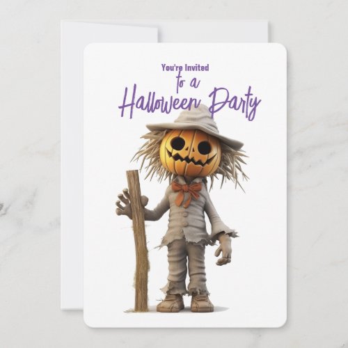 Pumpkin Head Scarecrow Halloween Party  Invitation