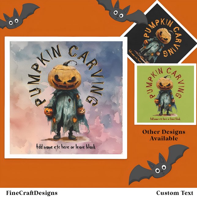 Pumpkin Head Scarecrow Spooky Carving Party Bl C6 Napkins (Creator Uploaded)