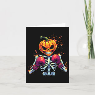 Pumpkin Head Skeleton Boxing Halloween Spooky Figh Card