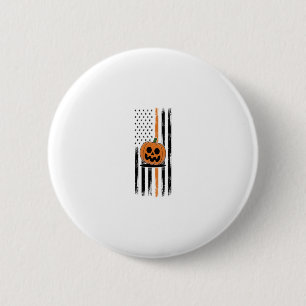 Pumpkin Head US Flag Button