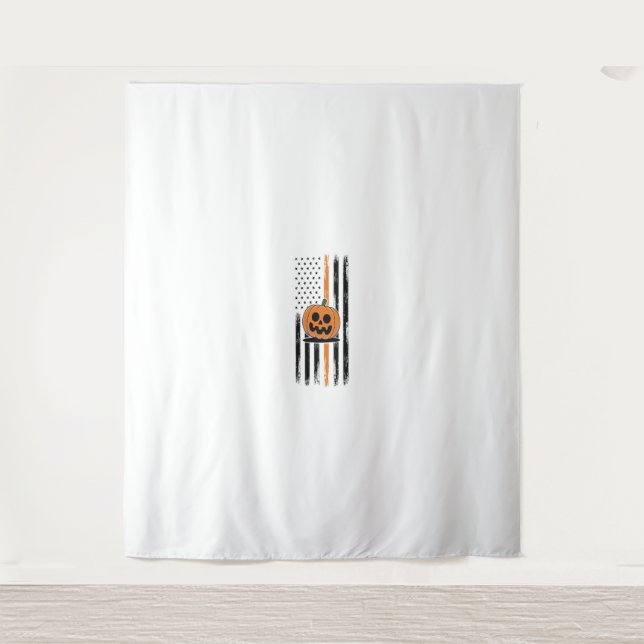 Pumpkin Head US Flag Tapestry (Front)