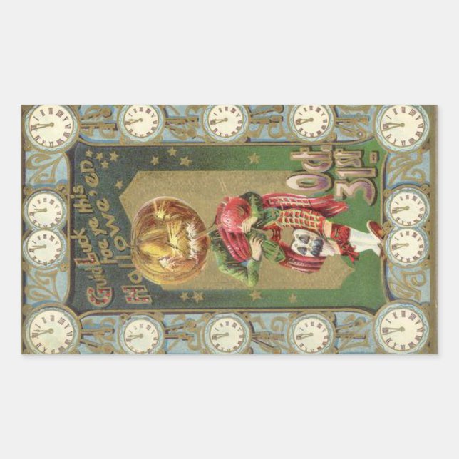 Pumpkin Head with Kilt Vintage Rectangular Sticker (Front)