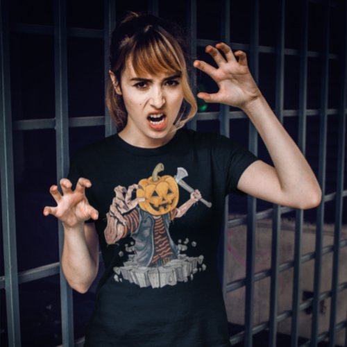 Pumpkin Head Zombie Killer Halloween T_Shirt