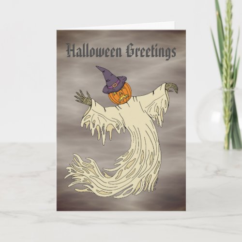 Pumpkin_Headed Ghost Halloween Art Card