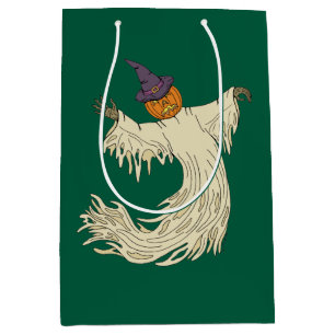 Pumpkin-Headed Ghost Halloween Art Medium Gift Bag