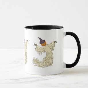Pumpkin-Headed Ghost Halloween Art Mug