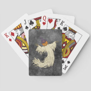 Pumpkin-Headed Ghost Halloween Art Poker Cards