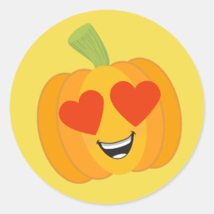 Pumpkin Heart Eyes Classic Round Sticker