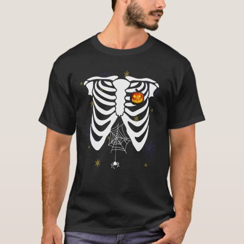 Pumpkin Heart in Ribcage Cute Adult Kids T-Shirt