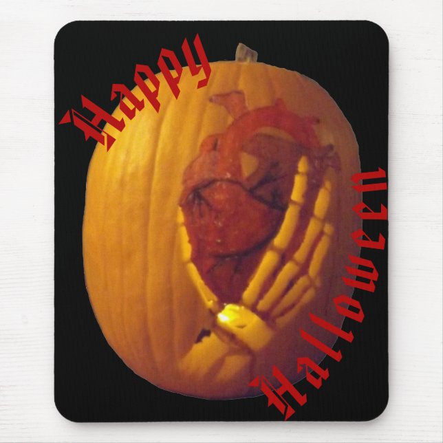 Pumpkin, Heart in Skeleton Hand Mouse Pad (Front)
